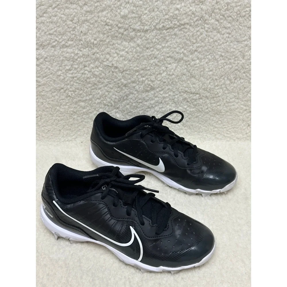 Nike Alpha Huarache Cleats Black White DJ6525-001 Youth 5.5Y
